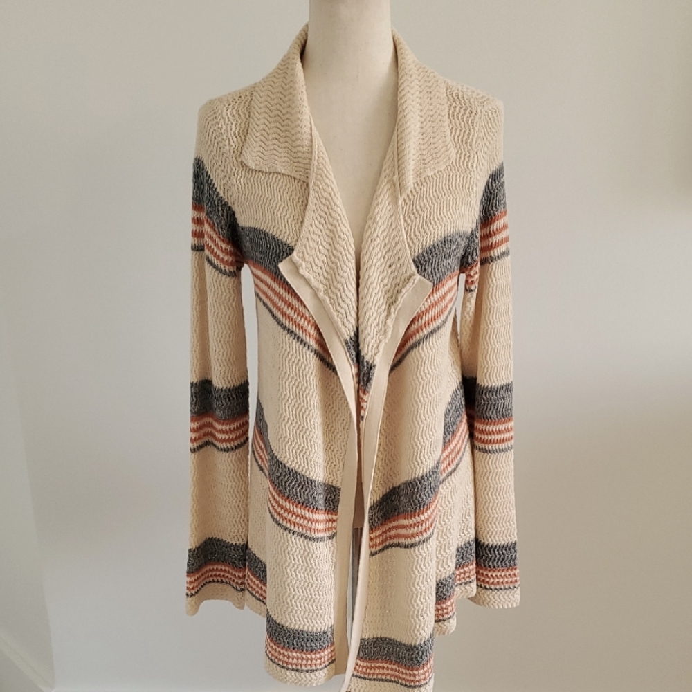 Soleil women’s striped Open knit crochet Sweater size M